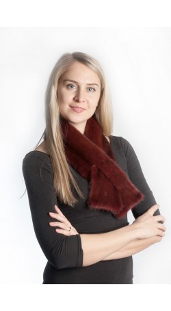 Mink fur scarf - red